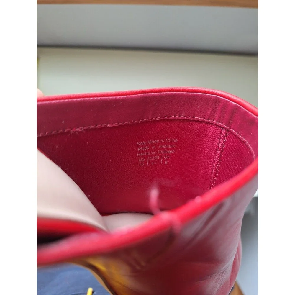 ALDO Red Leather Pointed Toe Mule Pumps Slip On Stiletto Heels US 10